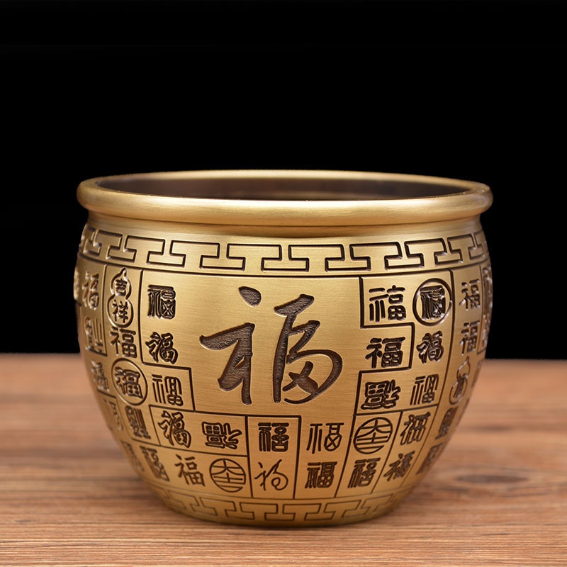 Chinese Fengshui Antique Brass Bowl Crafts Gift De..